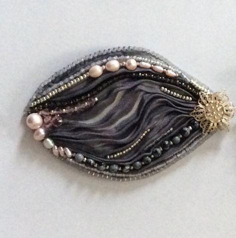 Bead Embroidery with Silk Shibori Ribbon
