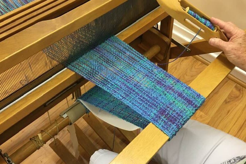 Scarf in beginning weaving class