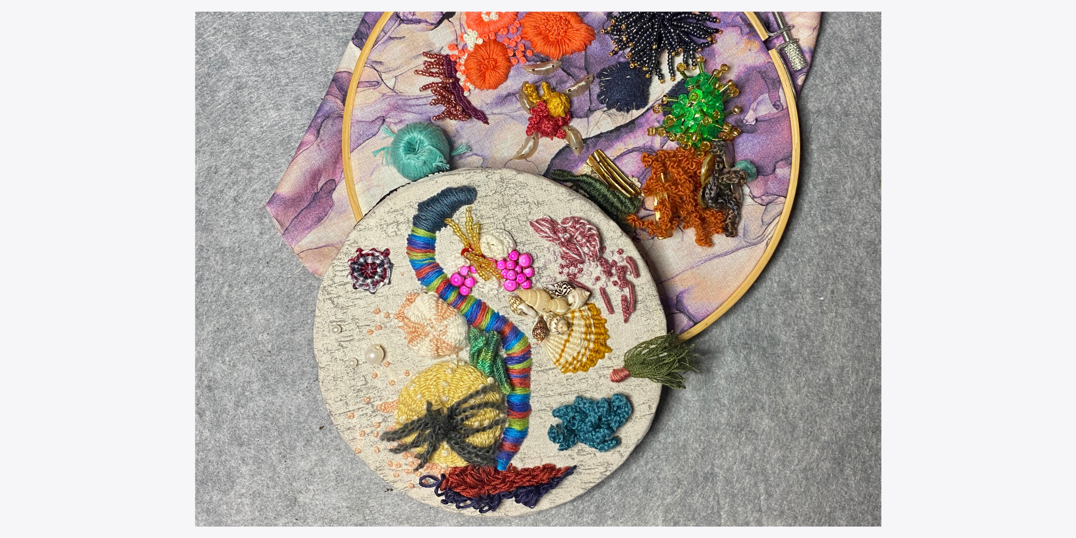 3D and Beaded Embroidery – Coral Seascape